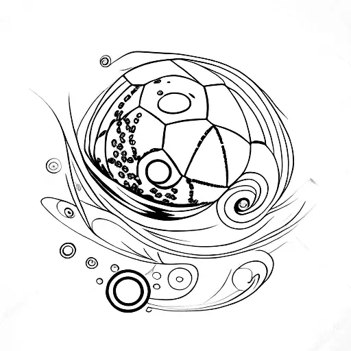 A Minimalist Tattoo Of Van Gogh's Starry Night With A Soccer Ball Incorporated Into The Sky