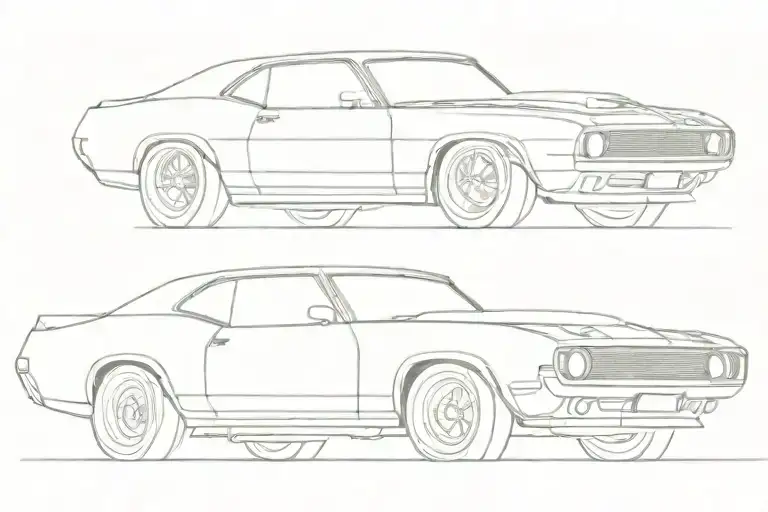 Classic Muscle Car Side View