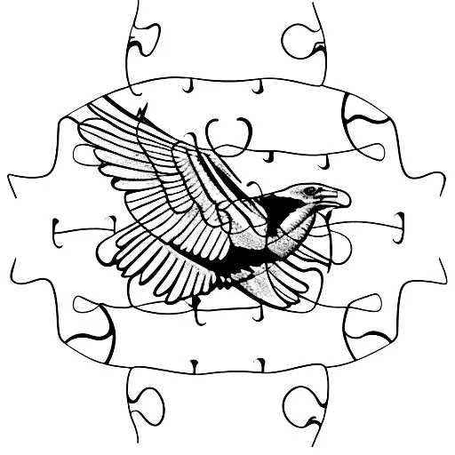 Puzzle Piece And Raven