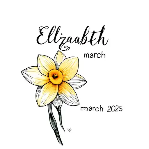 Daffodil With The Name Elizabeth As The Steam With The Date March 25Th 2025