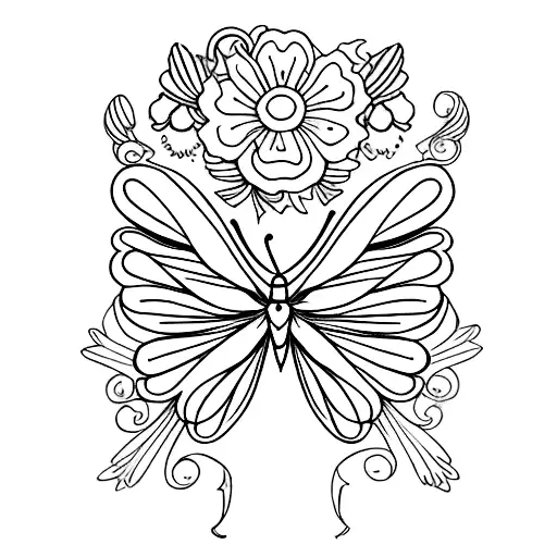 Incorporate A Christian Cross With Butterfly Wings And Flowers Intertwined Around It