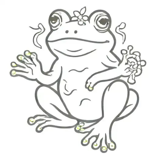 Tiedye Nurse Frog Holding Peace Sign