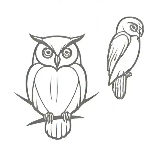 Whit Owl And Back Crow Minimal Together Symbolizing