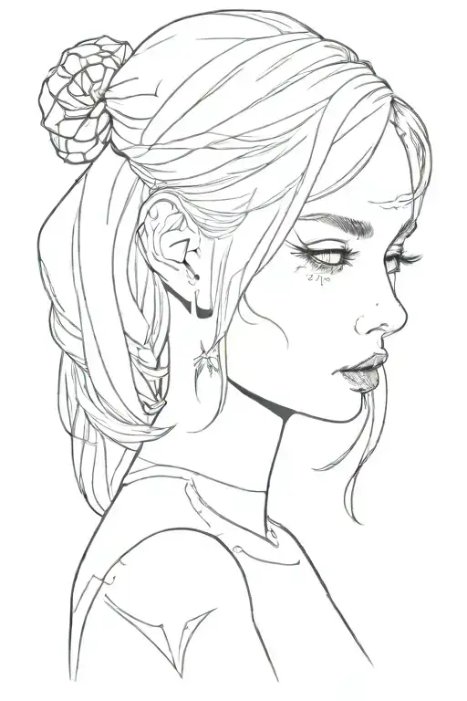 Alice Outlines Looking Away From Kamera Half Side Black Half Side Just The Outline