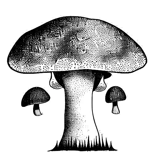 Mushroom Family Of Five Surrounded By Tree Of Life