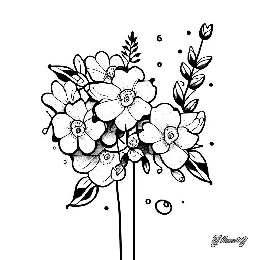 Single Line Guitar With Forget Me Not Flowers Wrapped Around