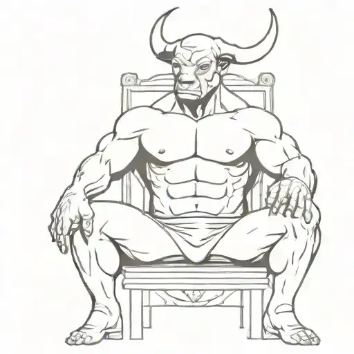 Bull Bodybuilder On The Throne