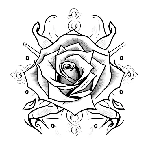 Dark Sword Piercing A Whire Bloody Rose