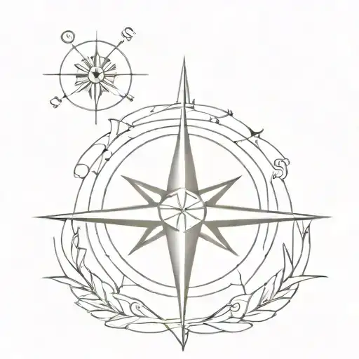 Ocean And Compass Rose Intertwined