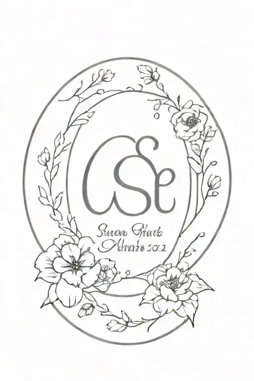 Dainty Flowers With Paw Prints And Names Intertwined