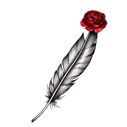 Feather And A Red Carnation