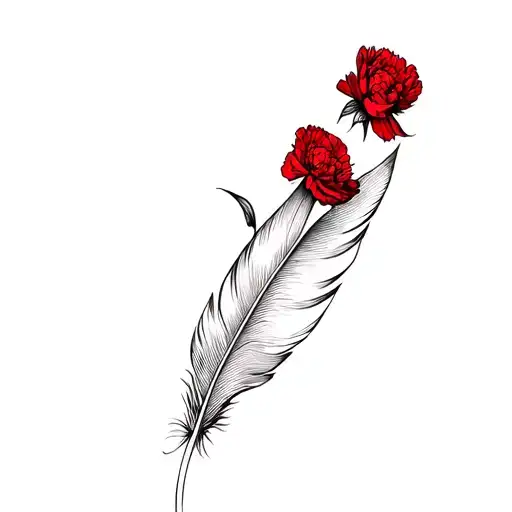 Feather And A Red Carnation