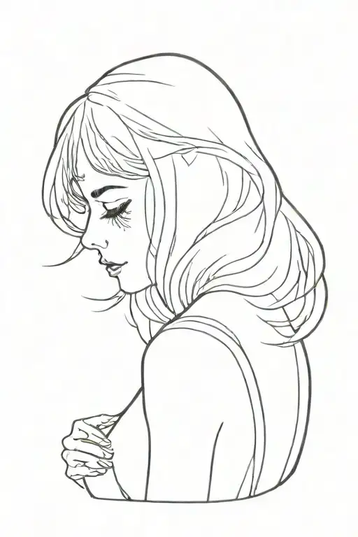 Alice Outlines Looking Away From Kamera Half Side Black Half Side Just The Outline