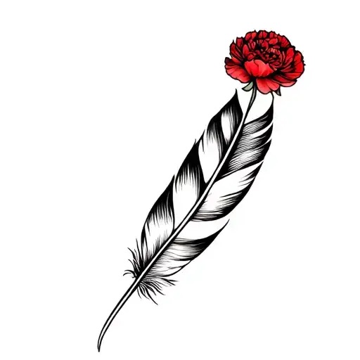 Feather And A Red Carnation