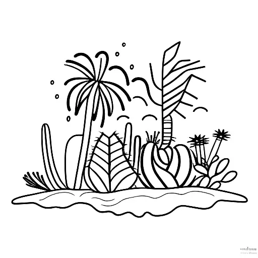 Cactus And Palm Tree And Pine Tree