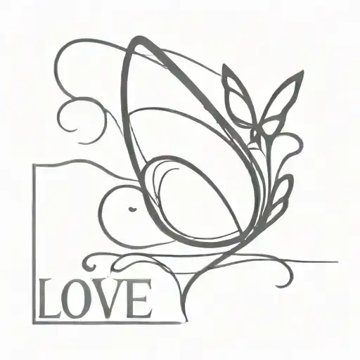 Butterfly Sitting On The Word Love