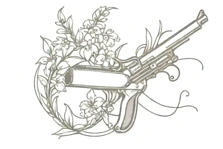I Love You Pistol Intertwined With Lily Of The Valley