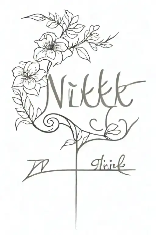 Name Nikki Line Tattoo Design