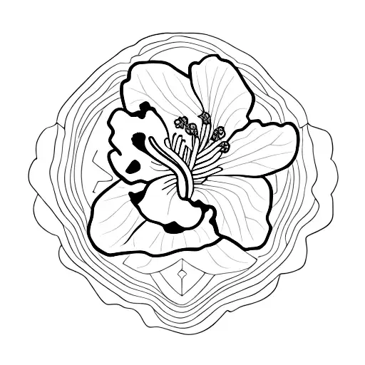 Hibiscus Flower Next To A Stingray Next To A Turtle