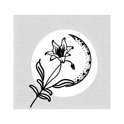Moon With Lily Flower Scout Tattoo