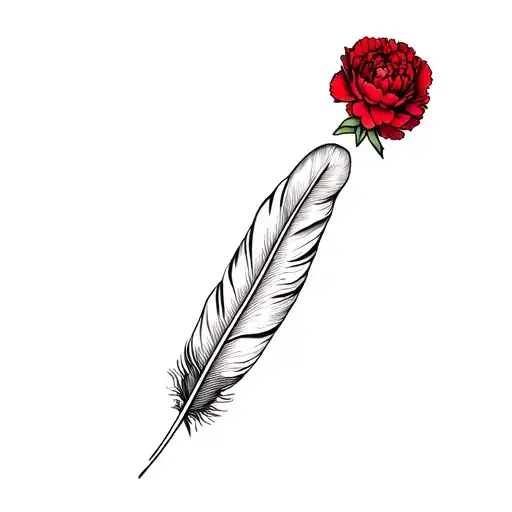 Feather And A Red Carnation