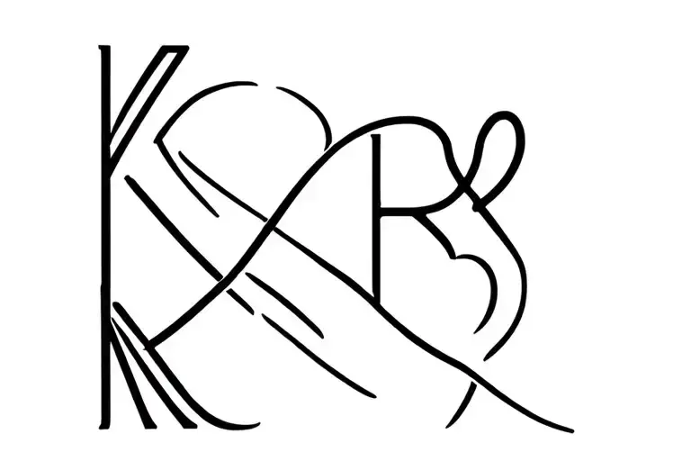 Infinity Symbol With Initials Letter K And R With Heart