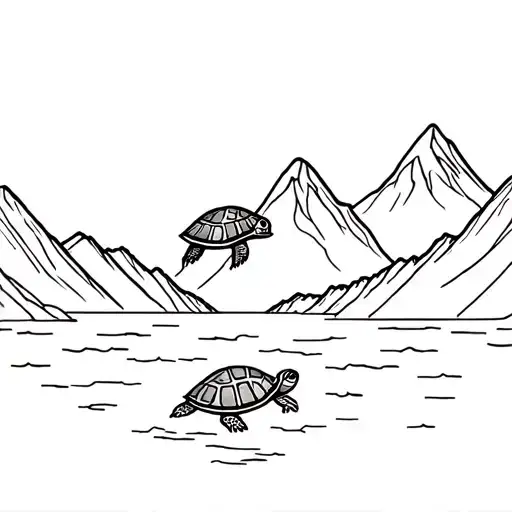 Turtle Swimming In The Mountains