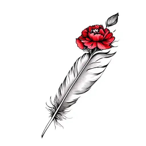 Feather And A Red Carnation