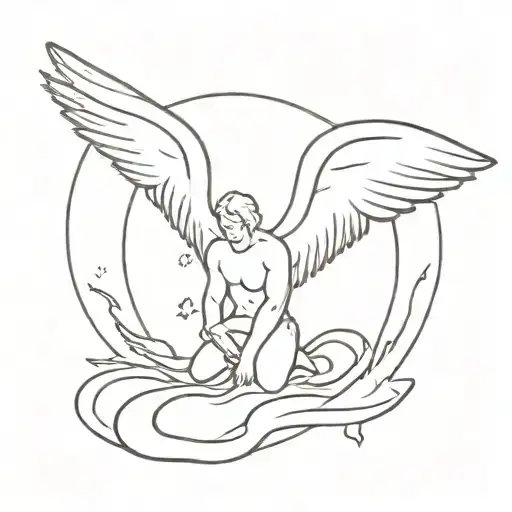 Angel Falling To Hell In The Background The Last Tear Of Lucifer