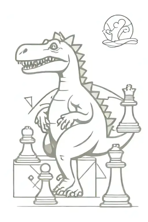 Cute Dinosaur Playing Chess