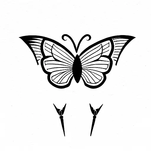 Butterfly With Dagger As Body