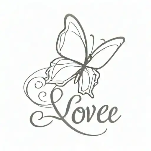Butterfly Sitting On The Word Love On Left Side
