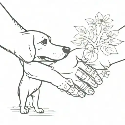 Dog And Owner Shake Hands Holding