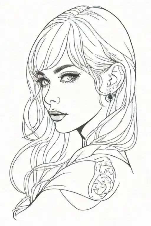 Alice Outlines Looking Away From Kamera Half Side Black Half Side Just The Outline