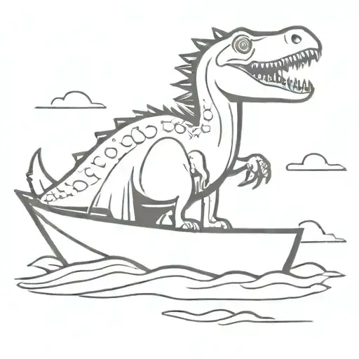 Dinosaur Boat Captain Black Simple