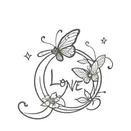 Butterfly Sitting On The Word Love You To The Moon