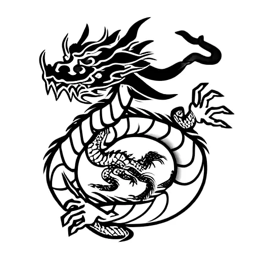 Chinese Dragon Holding A Tablet With The Japanese Sign For Dragon With A Crab Holding Onto Its Horn