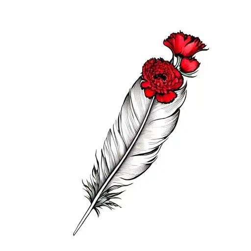 Feather And A Red Carnation