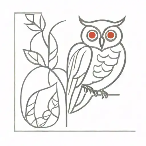 Brave Owl Standing And Hunter Eyes And Red Color Henri Matisse