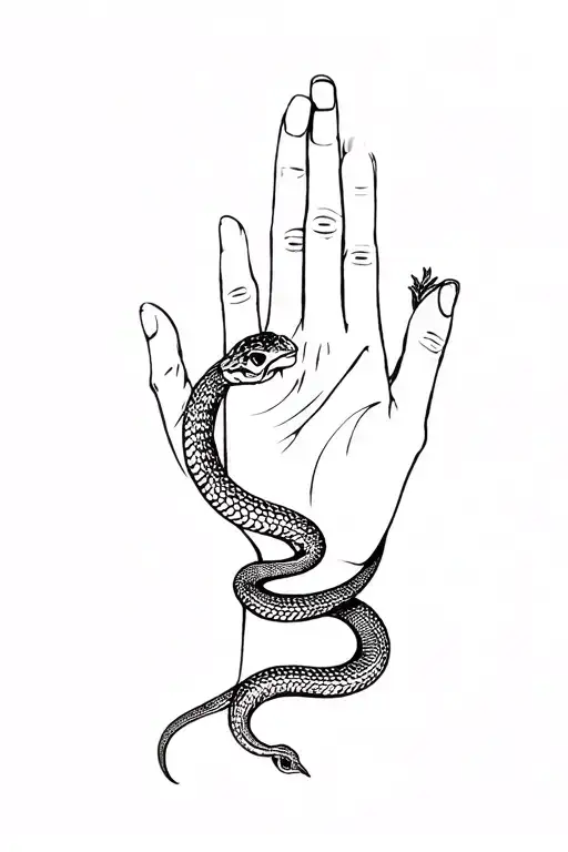 Snake Wrapping Around Hand And Pointers Finger With Head On Pointers Finger