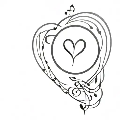 Music Notes Forming A Heart Shape With A Coffee Cup In The Center