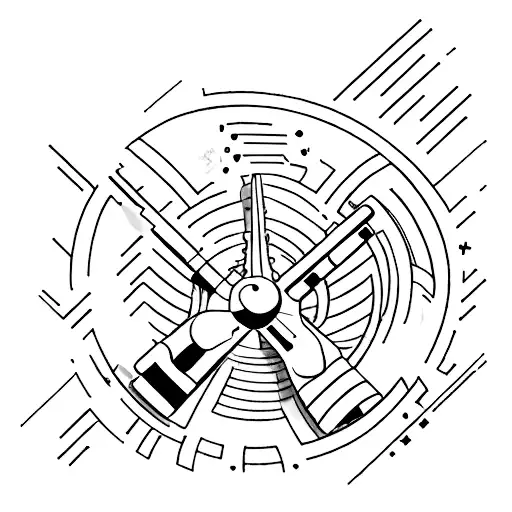 Machine Gun With A Race Flag