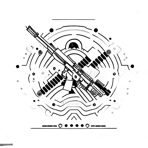 Machine Gun With A Race Chrecked Flag