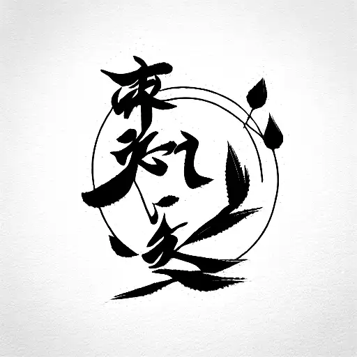 Chinese Flowers With Chinese Characters For Mu Rong