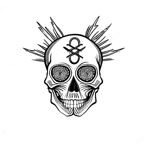 Skull With Left Eye Is An X And Right Eye Ii