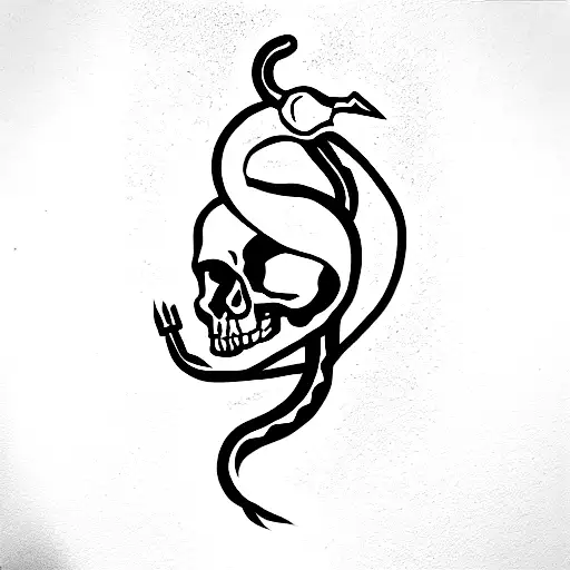 Knife With Skull Handle And Snake Wrapped Around