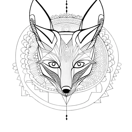 A Minimalist Design Of A Fox Silhouette Against A Backdrop Of A Peaceful Yoga Pose