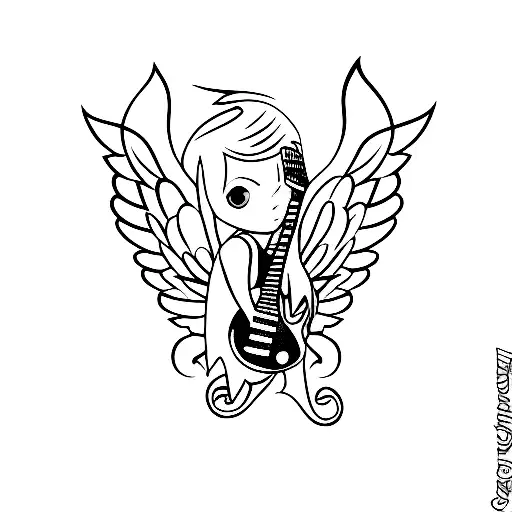 Electric Angel Playing A Guitar