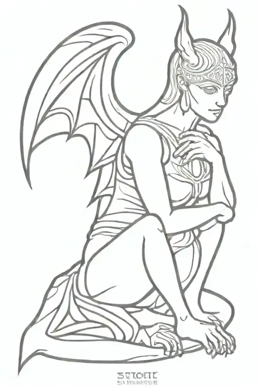 Stoic Virtues Discipline Justice Wisdom Female Gargoyle Warrior