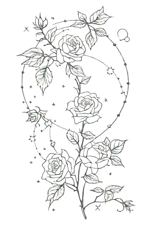 Cancer Constellation With Roses And Honeysuckle As The Points Of The Constellation